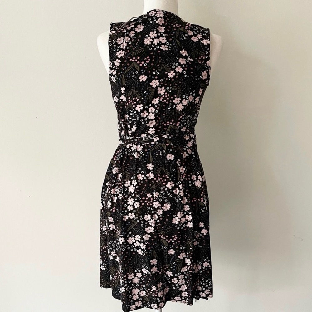 LOFT Outlet | Black/Pink Floral Sleeveless Wrap Dress - Picture 3 of 3